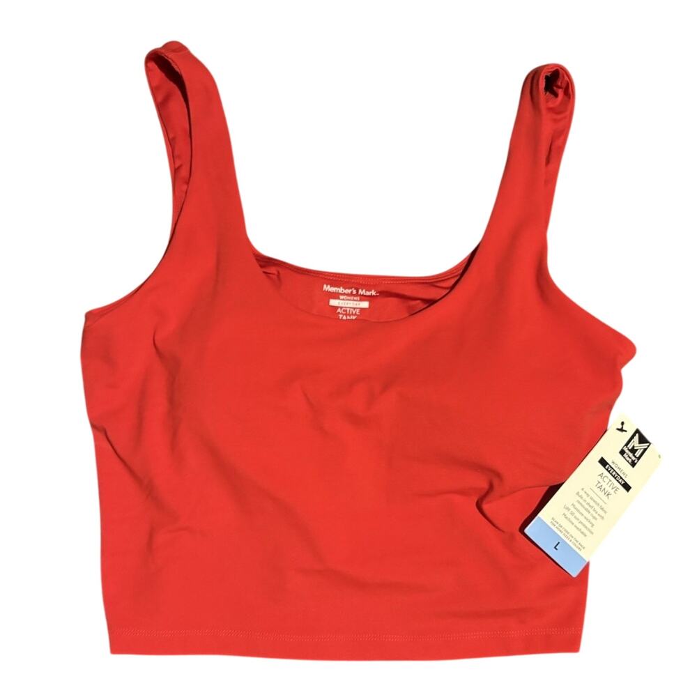 Member's Mark Built-In Bra Moisture Wicking Stretch Cropped Red Tank Size L